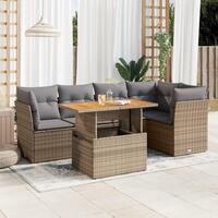 Sofasæt til haven 6 dele med hynder polyrattan beige