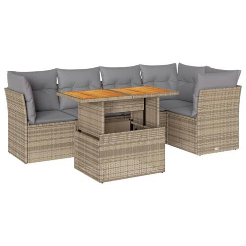 Sofasæt til haven 6 dele med hynder polyrattan beige