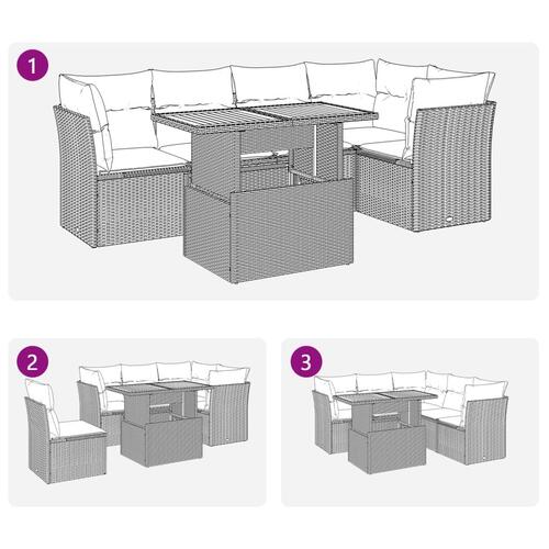 Sofasæt til haven 6 dele med hynder polyrattan beige
