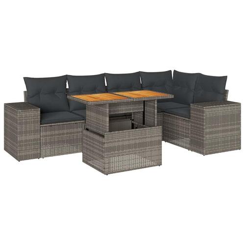 Sofasæt til haven 6 dele med hynder polyrattan grå