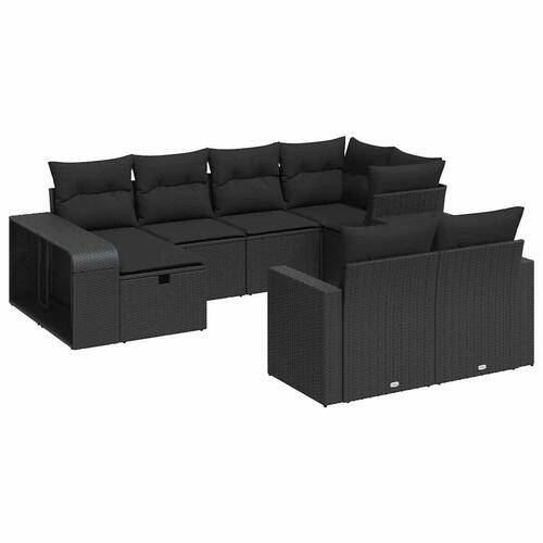 Sofasæt til haven 10 dele med hynder polyrattan sort