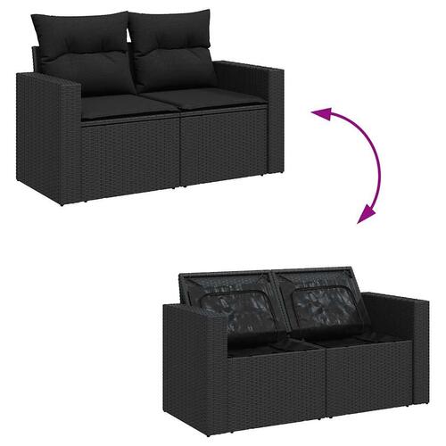 Sofasæt til haven 10 dele med hynder polyrattan sort