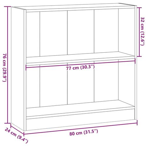 Bogreol 80x24x76 cm konstrueret træ røget egetræsfarve