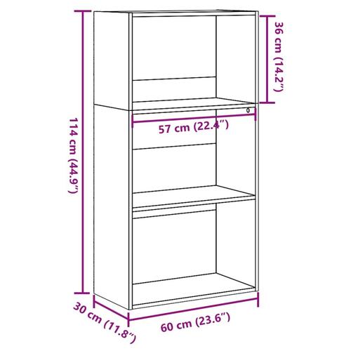 Bogreol 60x30x114 cm konstrueret træ sort