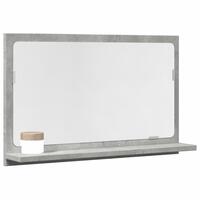 Badeværelsesskab med spejl 60x11x37 cm konstrueret træ betongrå