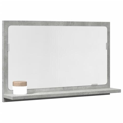 Badeværelsesskab med spejl 60x11x37 cm konstrueret træ betongrå