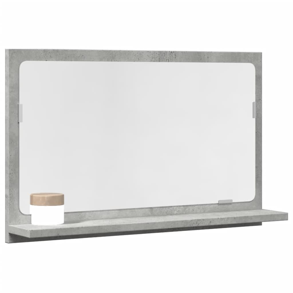 Badeværelsesskab med spejl 60x11x37 cm konstrueret træ betongrå