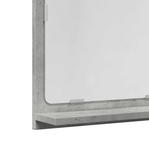 Badeværelsesskab med spejl 60x11x37 cm konstrueret træ betongrå