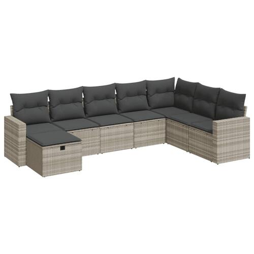 Sofasæt til haven 8 dele med hynder polyrattan lysegrå