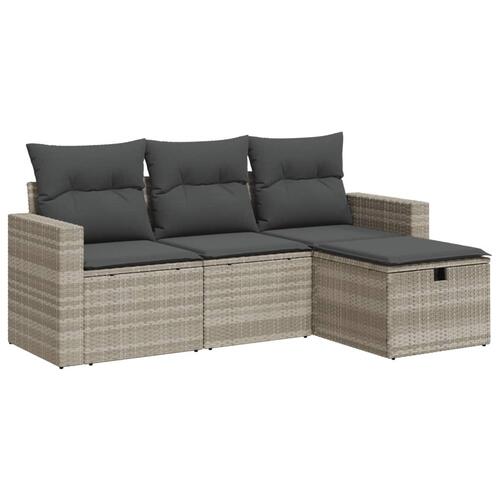 Sofasæt til haven 4 dele med hynder polyrattan lysegrå