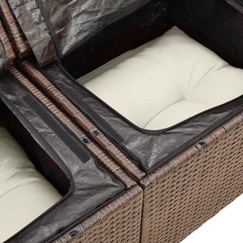 Sofasæt til haven 6 dele med hynder polyrattan brun