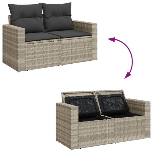 Sofasæt til haven 9 dele med hynder polyrattan lysegrå