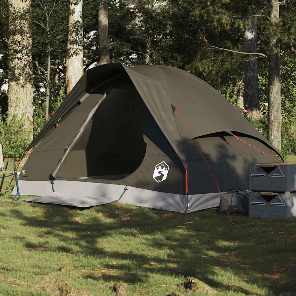 2-personers campingtelt vandafvisende kuppel brun