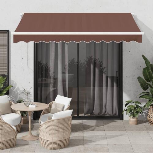 Markise med LED-lys 300x250 cm automatisk betjening brun