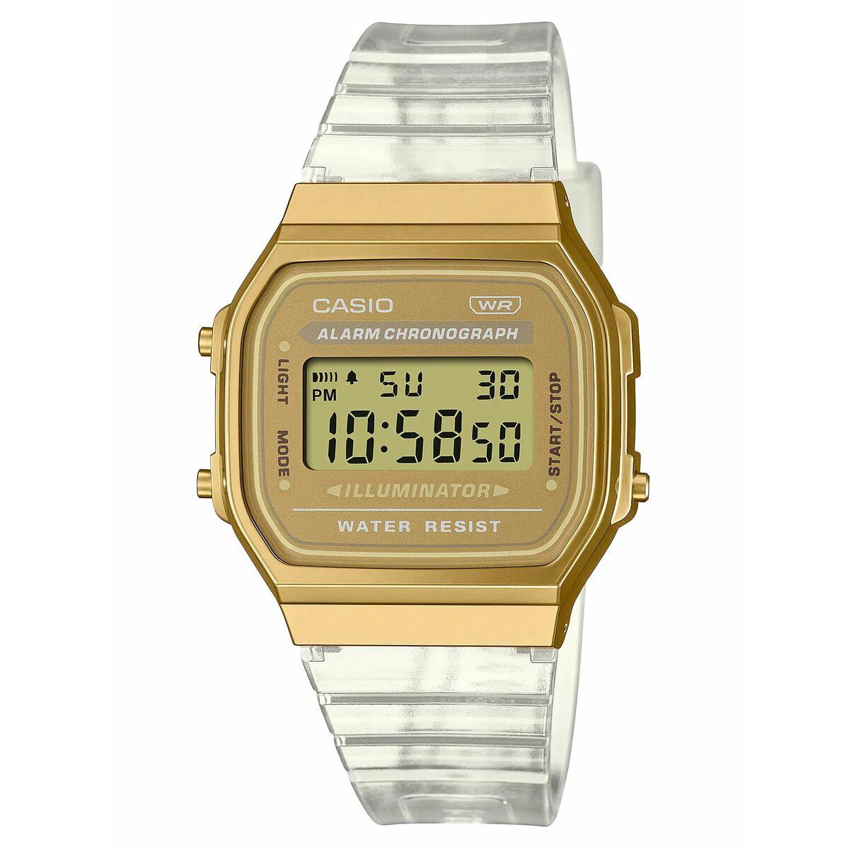 Casio Vintage unisex armbåndsur - Transparent rem, guld