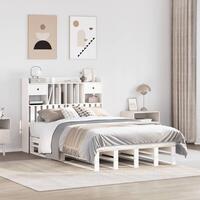 Seng med reol uden madras 135x190 cm massivt fyrretræ hvid