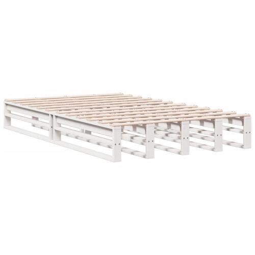 Seng med reol uden madras 135x190 cm massivt fyrretræ hvid