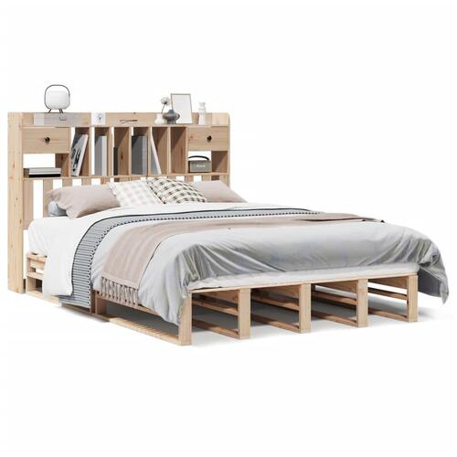 Seng med reol uden madras 140x190 cm massivt fyrretræ