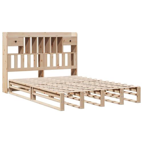 Seng med reol uden madras 140x190 cm massivt fyrretræ