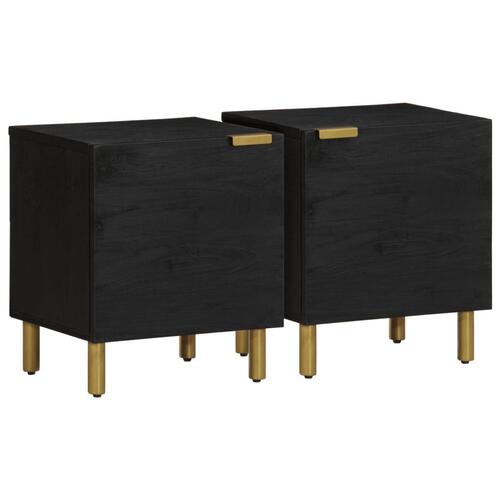 Sengeborde 2 stk. 40x33x46 cm massivt mangotræ sort