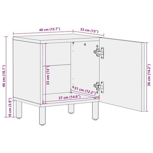 Sengeborde 2 stk. 40x33x46 cm massivt mangotræ sort