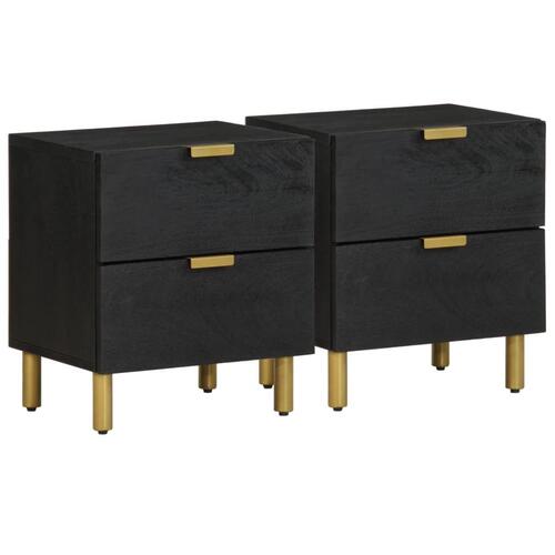 Sengeborde 2 stk. 40x33x46 cm massivt mangotræ sort