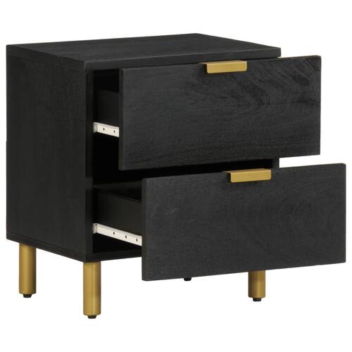 Sengeborde 2 stk. 40x33x46 cm massivt mangotræ sort
