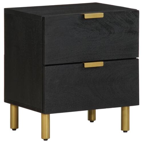 Sengeborde 2 stk. 40x33x46 cm massivt mangotræ sort
