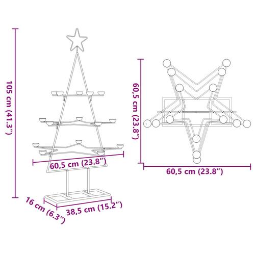 Dekorativt juletræ 105 cm metal sort