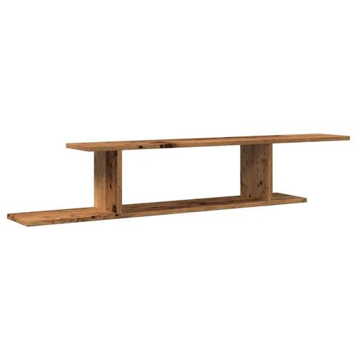 Væghængt tv-hylde 125x18x23 cm konstrueret træ antikt trælook