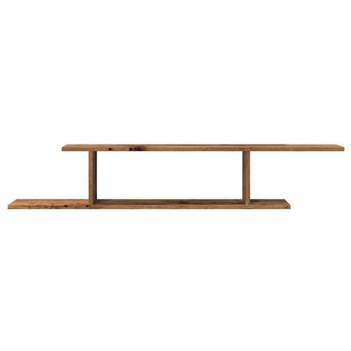 Væghængt tv-hylde 125x18x23 cm konstrueret træ antikt trælook