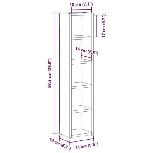 Smalle reoler 2 stk. 21x16x93,5 cm konstrueret træ kunsteg