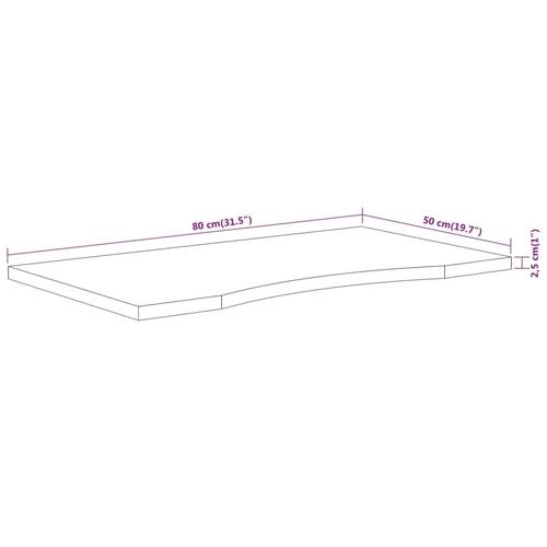 Skrivebordsplade 80x50x2,5 cm rektangulær massivt akacietræ