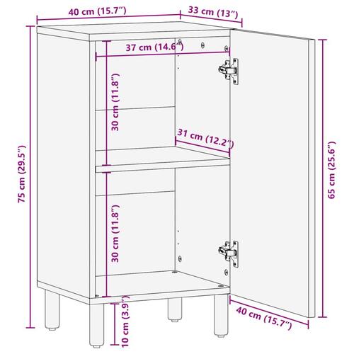 Kommode 90x34x80 cm konstrueret træ sort