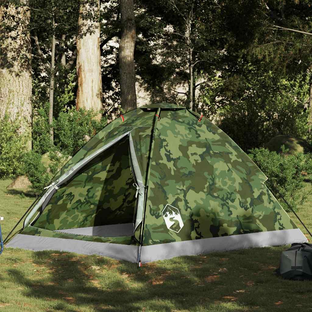 2-personers campingtelt vandafvisende kuppel camouflage