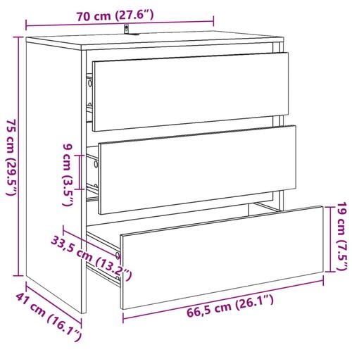 Skænk 70x41x75 cm konstrueret træ kunsteg