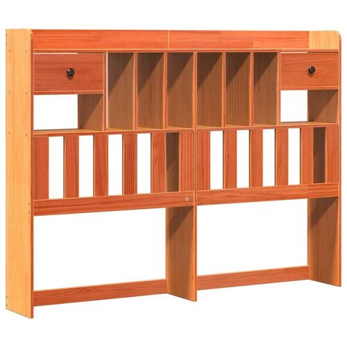 Seng med reol uden madras 140x190cm massivt fyrretræ gyldenbrun