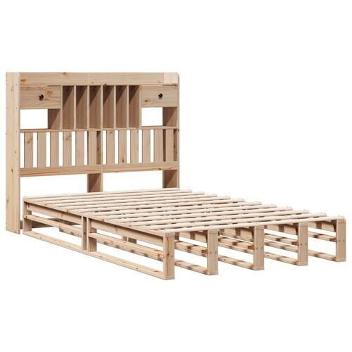 Seng med reol uden madras 135x190 cm massivt fyrretræ