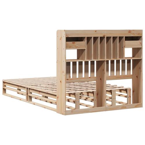 Seng med reol uden madras 135x190 cm massivt fyrretræ