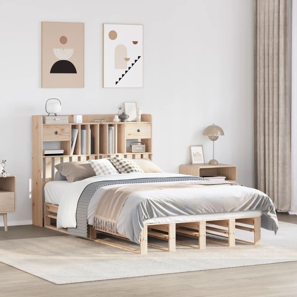 Seng med reol uden madras 120x190 cm massivt fyrretræ