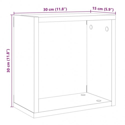 Kubeformede væghylder - 2 stk., 30×15×30 cm, konstrueret træ i kunsteg
