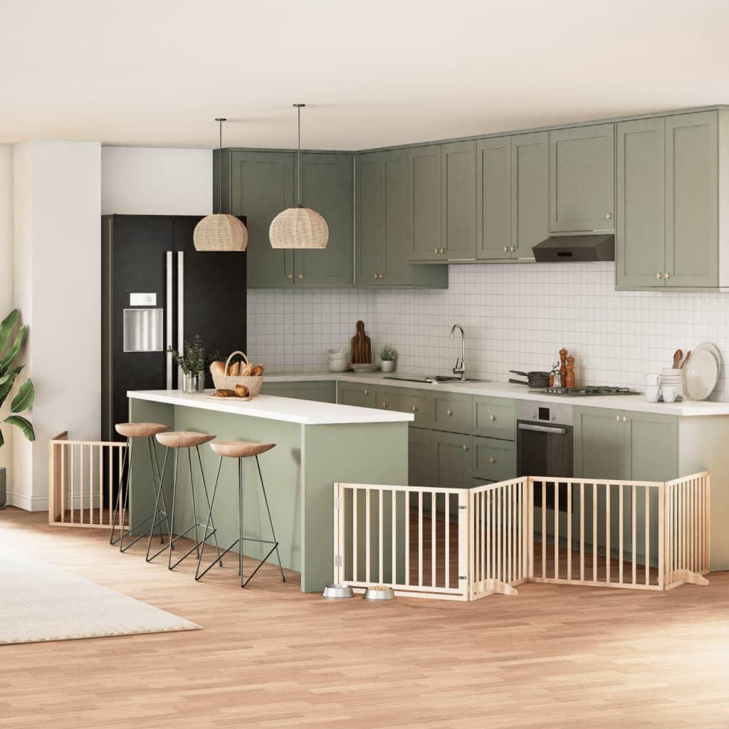 Hundelåge med dør 6 paneler 480 cm foldbar poppeltræ billede