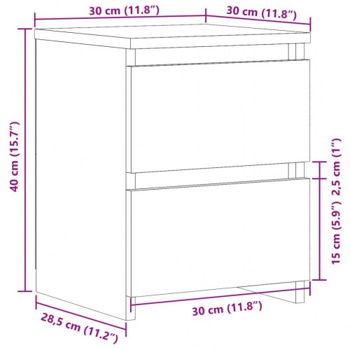 Sengebord i konstrueret træ 30×30×40 cm - antikt trælook