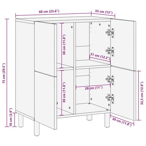 Skab 60x33x75 cm konstrueret træ sort