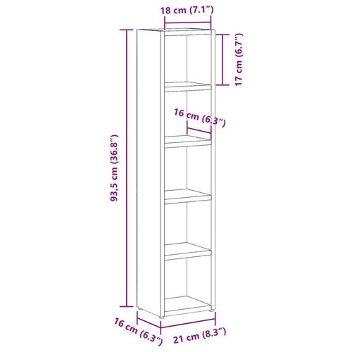 Smalle reoler 2 stk. 21x16x93,5 cm konstrueret træ antikt træ
