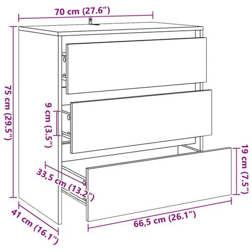 Skænk 70x41x75 cm konstrueret træ antikt trælook