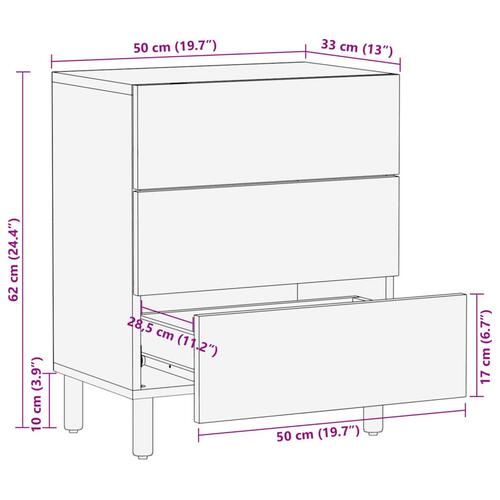 Sengebord konstrueret træ 50x33x62 cm sort