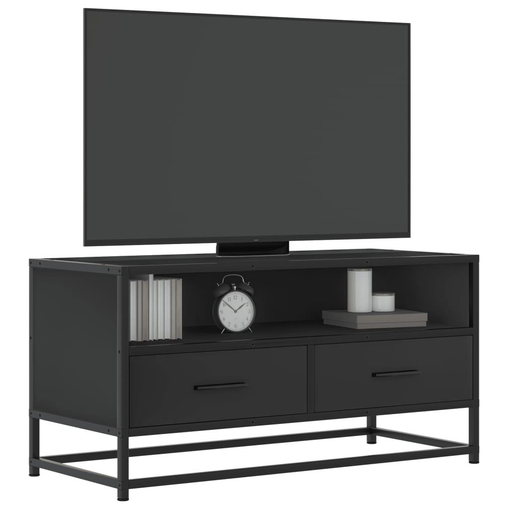 Tv-bord 80x34,5x40 cm konstrueret træ og metal sort