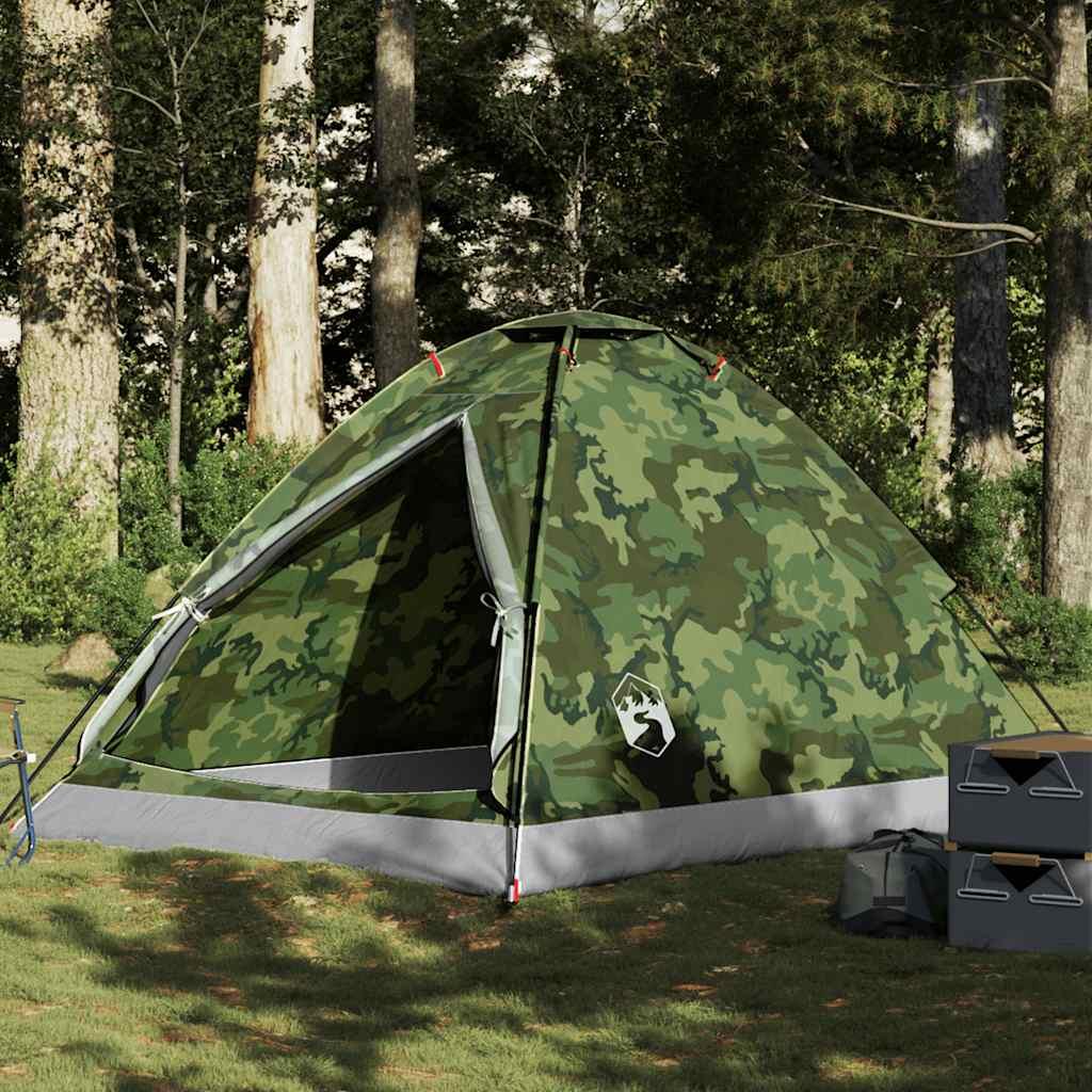 4-personers campingtelt vandafvisende kuppel camouflage