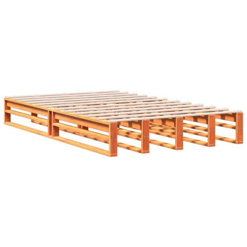 Seng med reol uden madras 135x190cm massivt fyrretræ gyldenbrun